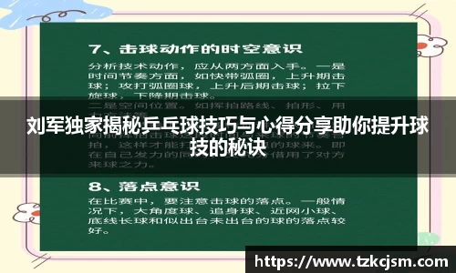 刘军独家揭秘乒乓球技巧与心得分享助你提升球技的秘诀